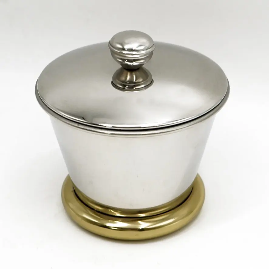 حافظة معدن فضي مطعم ذهبي قياس 11*11*12 / 10056