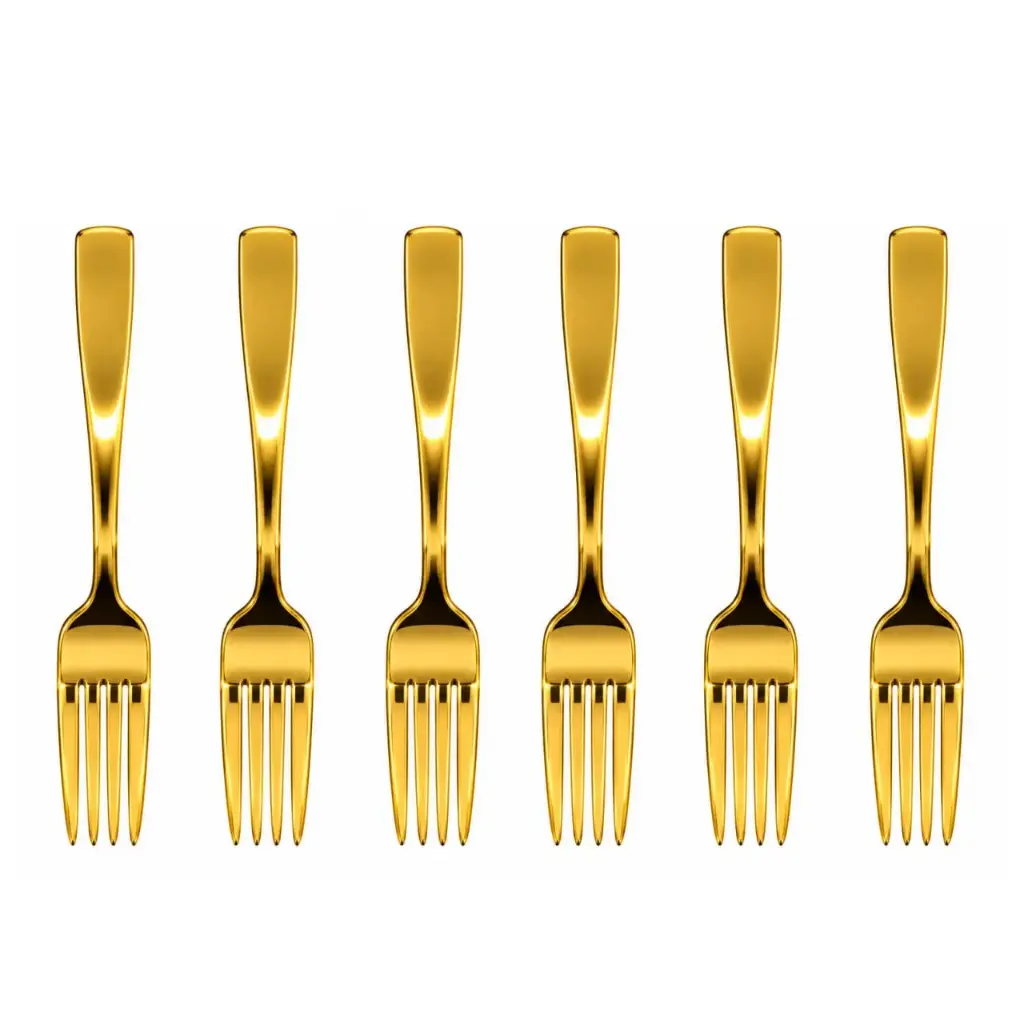 شوكة طعام ستانلس ستيل ذهبي 2 قطعة / HK263G-3