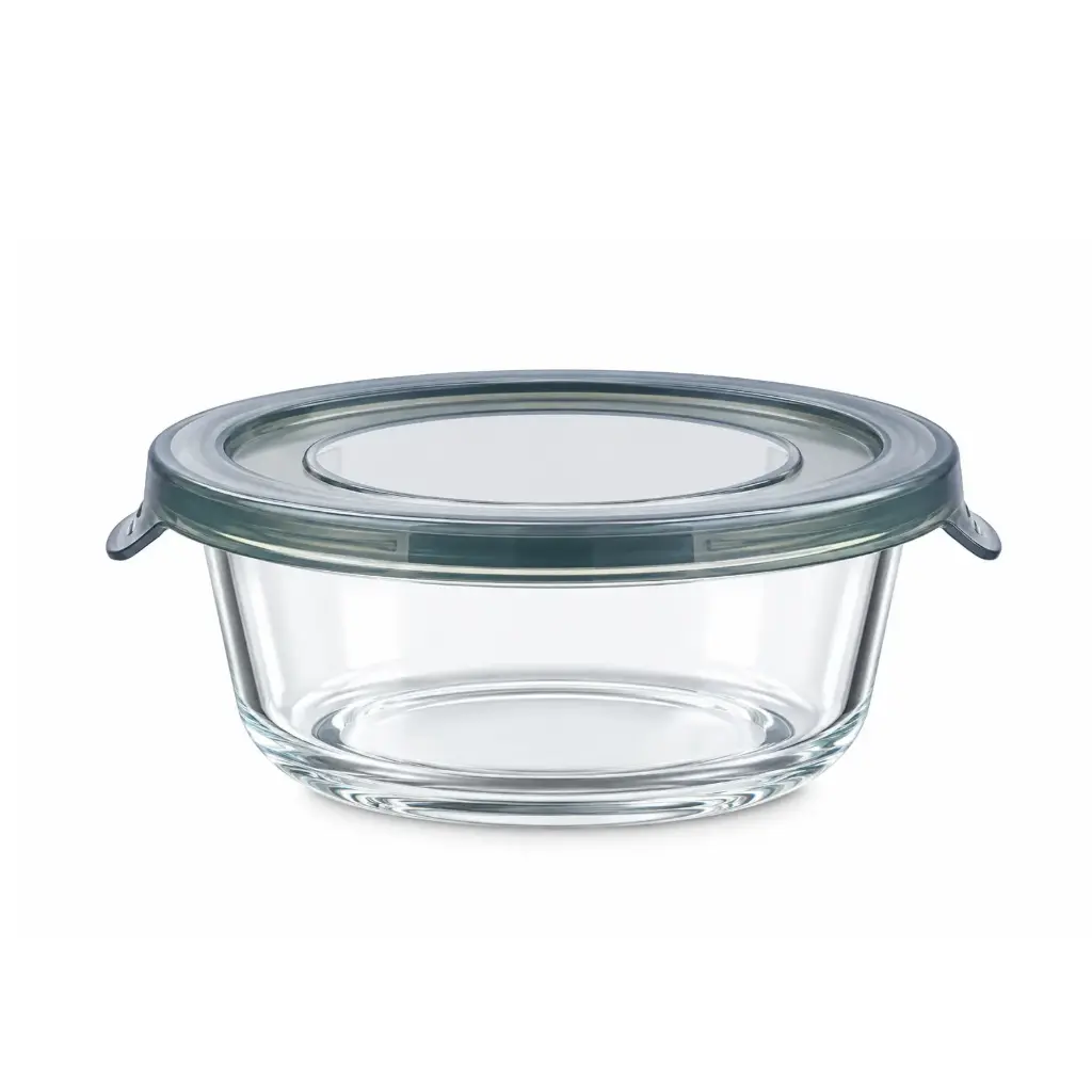 حافظة طعام زجاجية محكمة الإغلاق دائرية سعة 370ml / BXH01-02