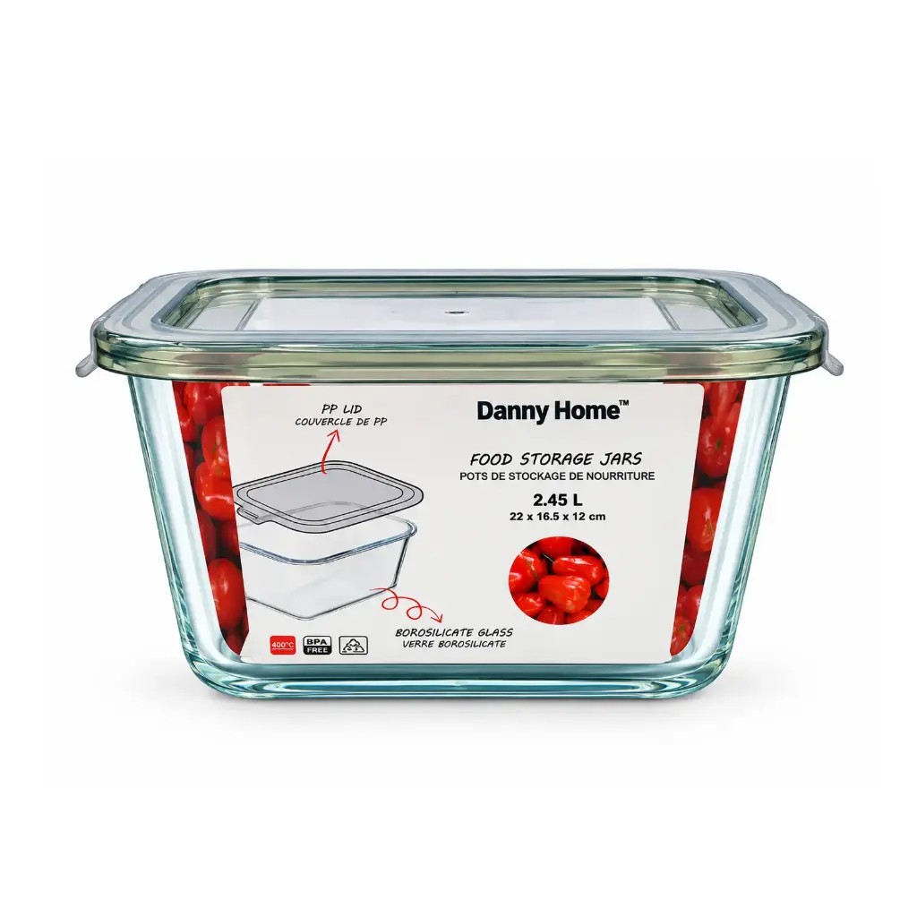 حافظة طعام زجاجية محكمة الإغلاق  سعة 2450ml / BXH12-01