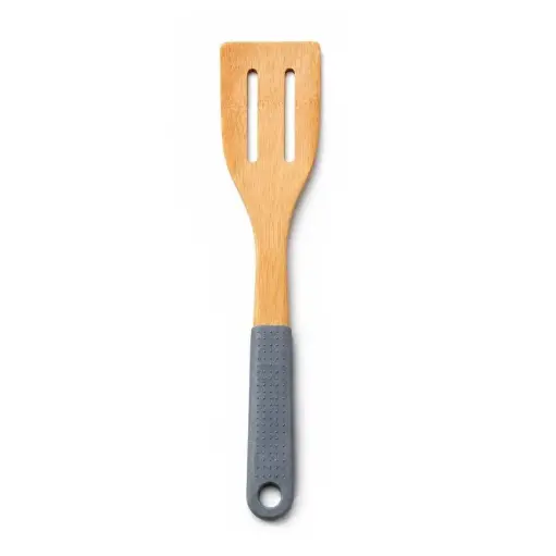 [DH2587-GREY] ملعقة تقليب مثقبة سيليكون+خشب الزان / DH2587-GREY