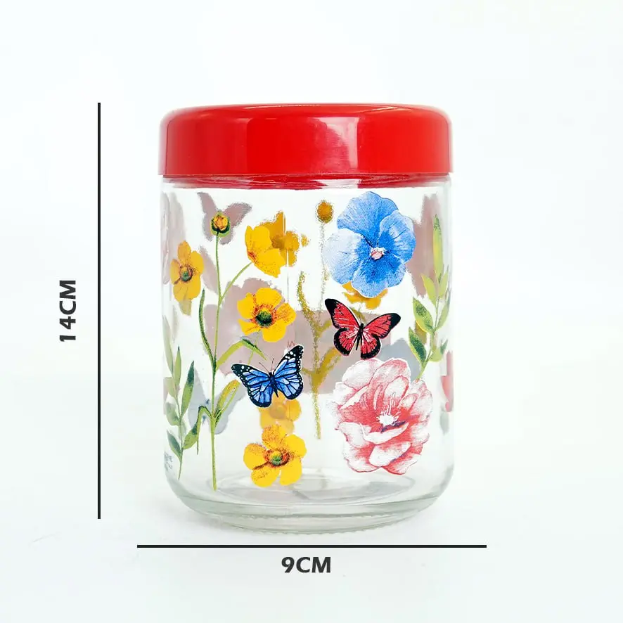 برطمان زجاج رسم ورد ايطالي / M86840