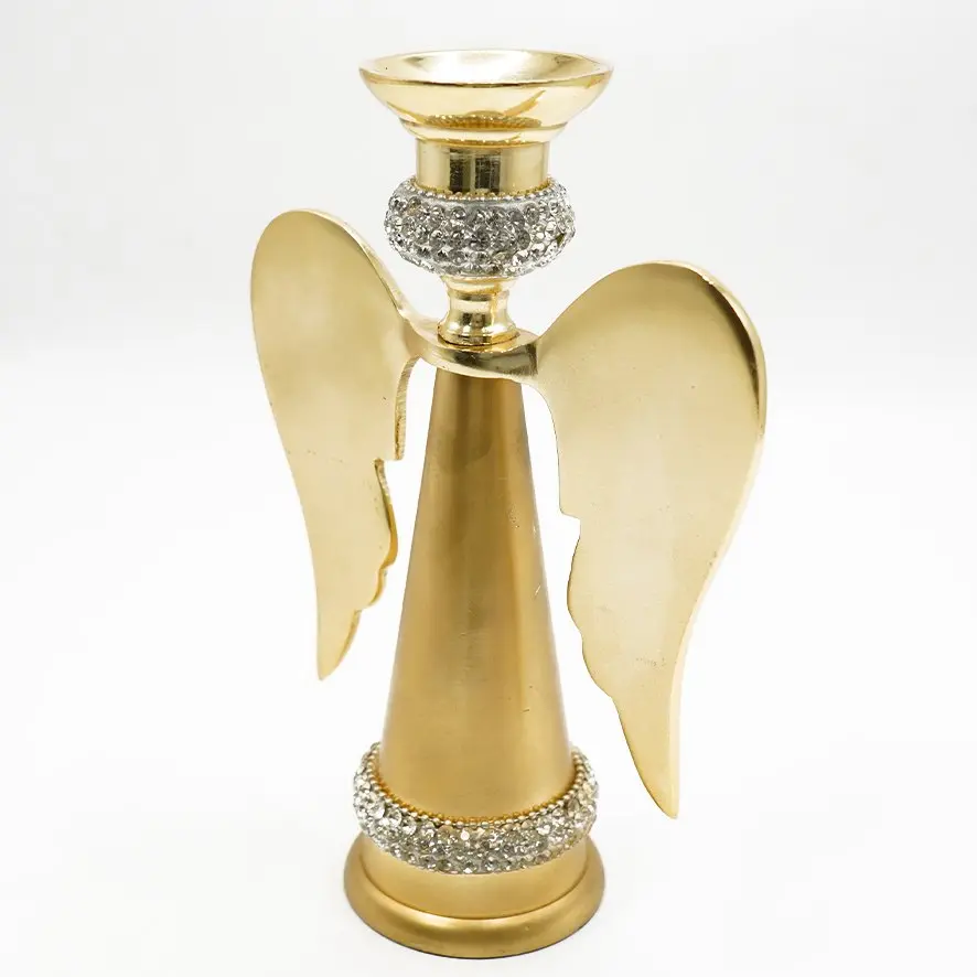 شمعدان معدن ديكور اجنحة / 21 سم -HIT100005