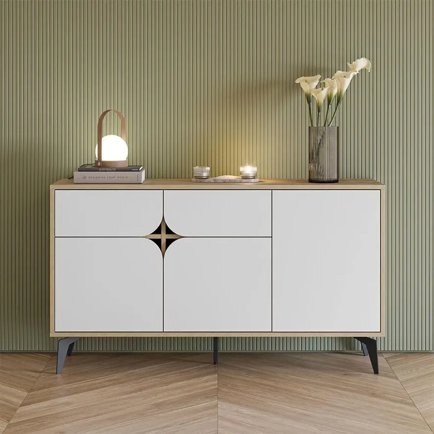 سبارك بثلاثة أبواب بلون خشب البلوط الياقوتي - أبيض / M.K.24341.2