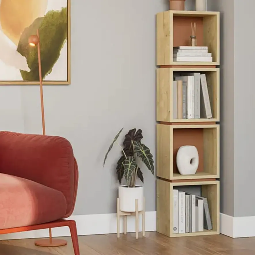 رف خشبي فاخر من خشب البلوط الياقوتي - أخضر رمادي / M.KT.02.24826.4