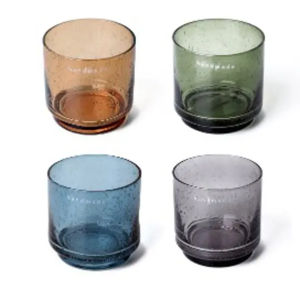 سيت كلاص زجاج ملون 4 قطع قصير / KY-064