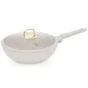 مقلاة ووك مع غطاء، 28 سم لون كريمي  / BH/8064