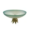 مقدمه زجاجيه أخضر وقاعده معدن ذهبي 23x40x23 سم / HIT070072