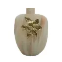 فازه زجاجيه مزخرفة ونقشه ورده معدن ذهبي 13x25.5x20 سم / HIT070077