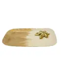 صينية مع نقشة ورده معدنية ذهبي 32x26x5 سم / HIT070082