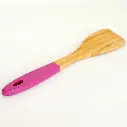 ملعقه مغرافه مسطحه خشب بمقبض سليكون /  ki25-27