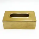 علبة مناديل مستطيلة معدني ذهبي / HIT110003E