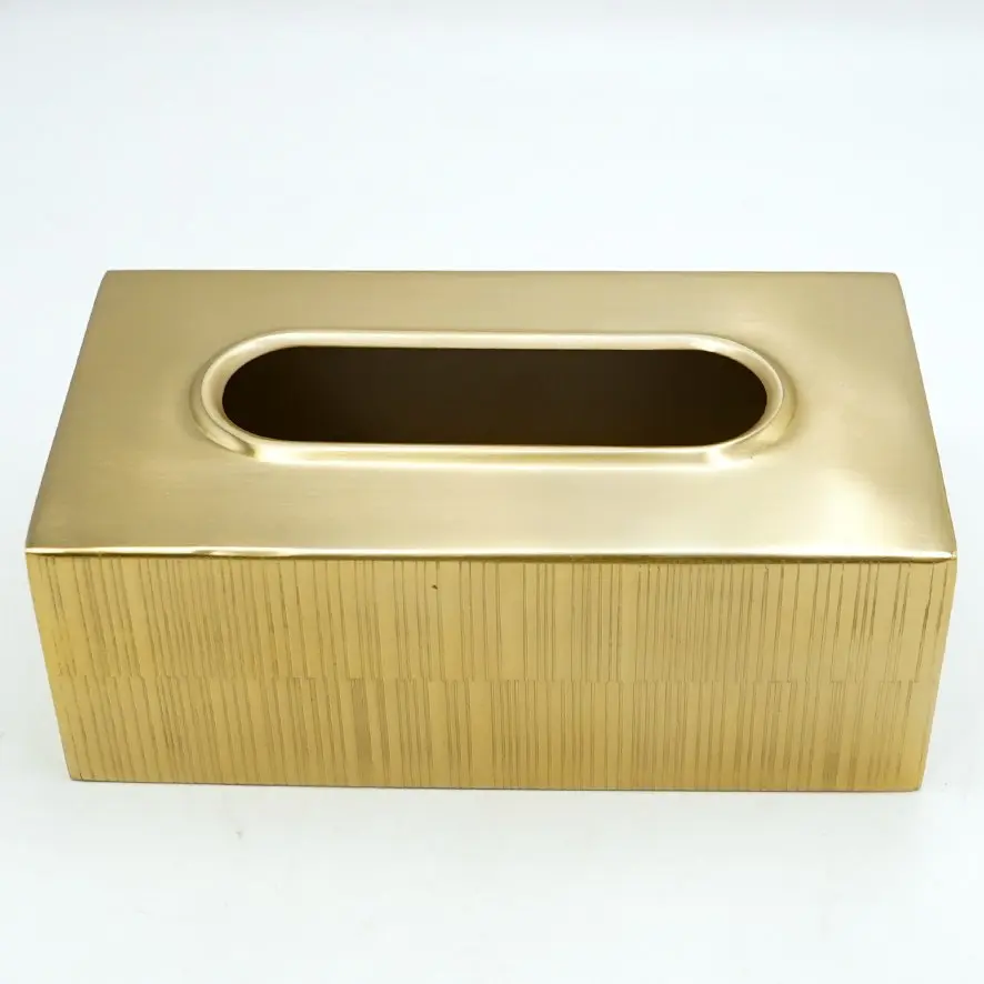 علبة مناديل مستطيلة معدني شمباني / HIT110005E