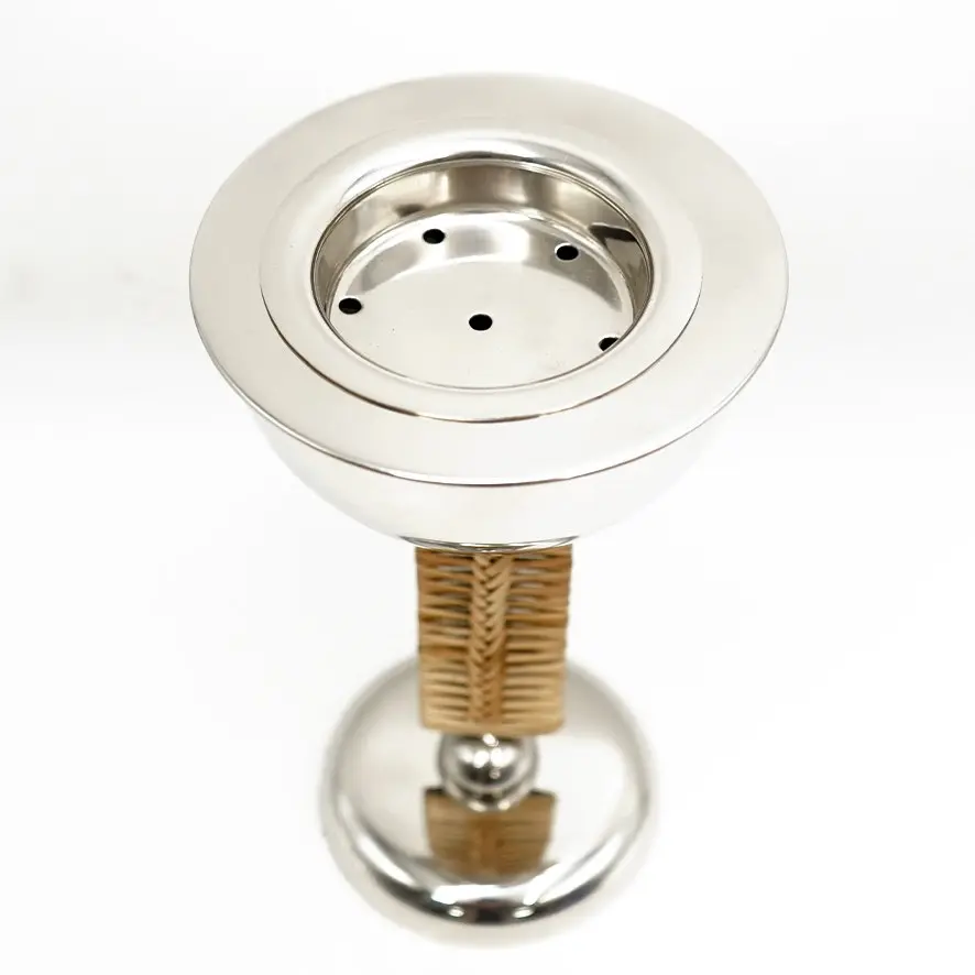 مبخرة ستيل بقاعده من الخيزران / HUK030062