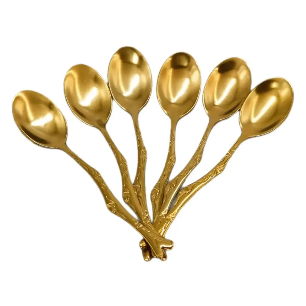 ملعقة شاي ذهبي مكونة من 6 قطع / Ki25-749