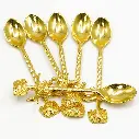 ملعقة شاي ذهبي شكل سيف ونخله من 6 قطع / Ki25-751
