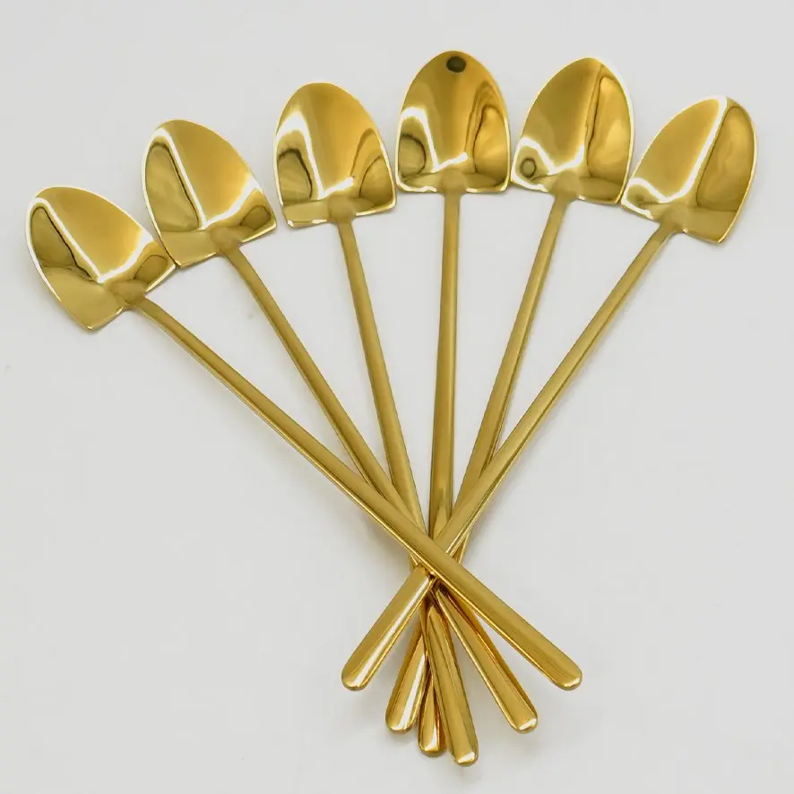  ملعة مجرفة مدببة بمقبض طويل ذهبي / Ki25-758