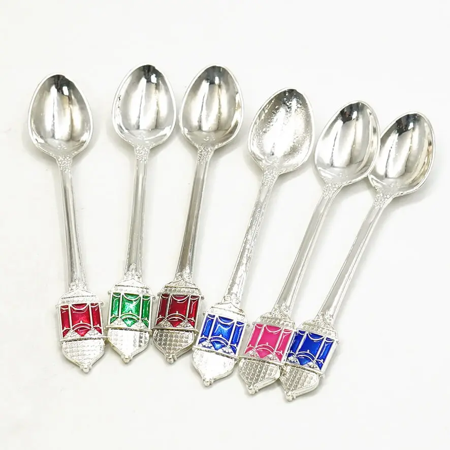 ملعقة شاي فضي شكل فانوس من 6 قطع / Ki25-760