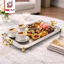 صينية صينية ستانليس ستيل بقاعدة ومقبض ذهبيين. / UK350026