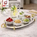 صينية ستنالس ستيل ، بقاعدة ومقبض ذهبيين. / UK350030