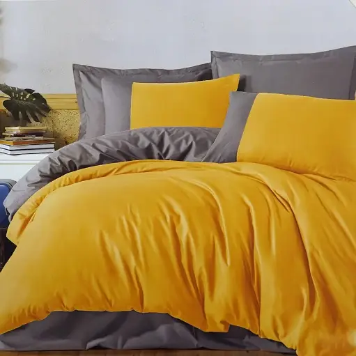 [PURE (JDR)-YELLOW-V7] سيت غطوة (بوتيك) نفرين 3 قطع تركي 230*240 قطن 100% / TrT01X040049