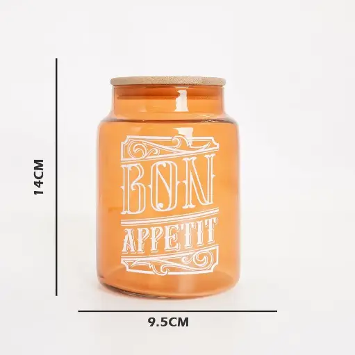 [232001-265] شكردان زجاج قبغ خشب 890 سي سي / 232001-265