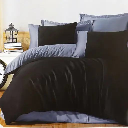 [PURE (JDR)-BLACK-V1] سيت غطوة (بوتيك) نفرين 3 قطع تركي 230*240 قطن 100% / TrT01X040043