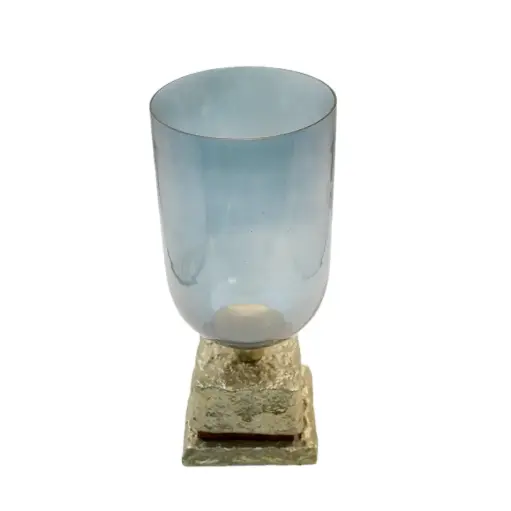 [1957] شمعدان زجاج قاعدة معدن قياس 16.5*16.5*38 / 10021