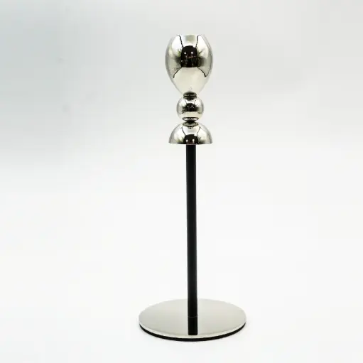 [MD-10234 B] شمعدان معدن فضي هندي وسط - MD-10234 B / 020022