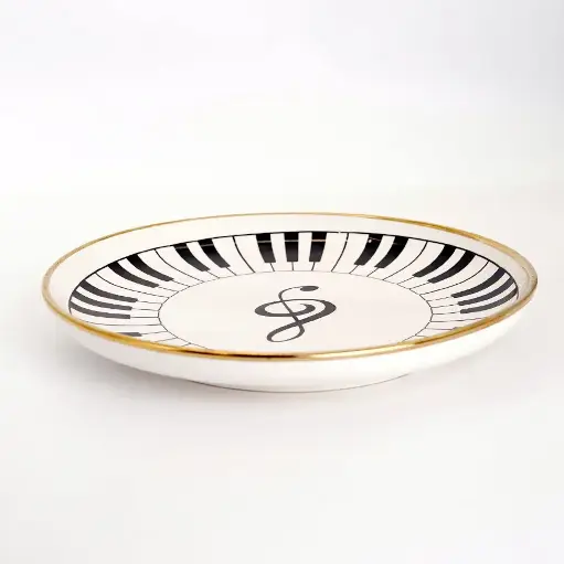 [J@RM23-177] صحن سيراميك بيانو دائري 10 انج / RM23-177