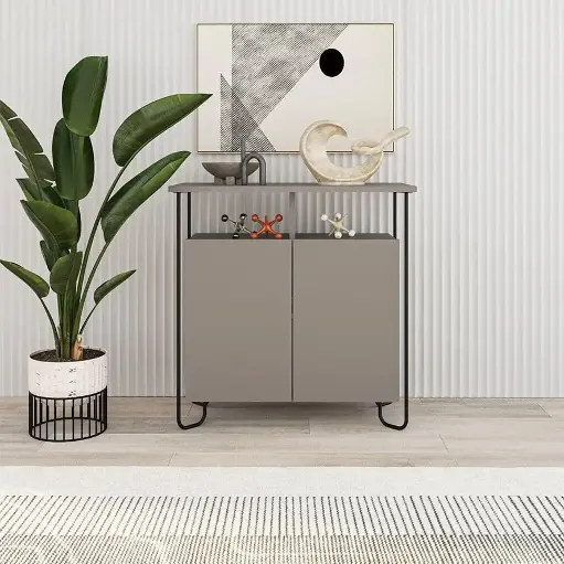 [M.DO.24333.2] خزانة قرنية ذات بابين بلون موكا فاتح / M.DO.24333.2