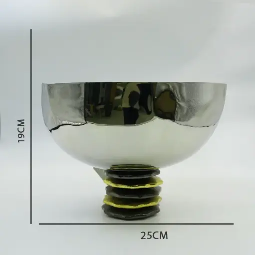 [J@HIT140038] وعاء تقديم فضي / ستانلس ستيل - HIT140038