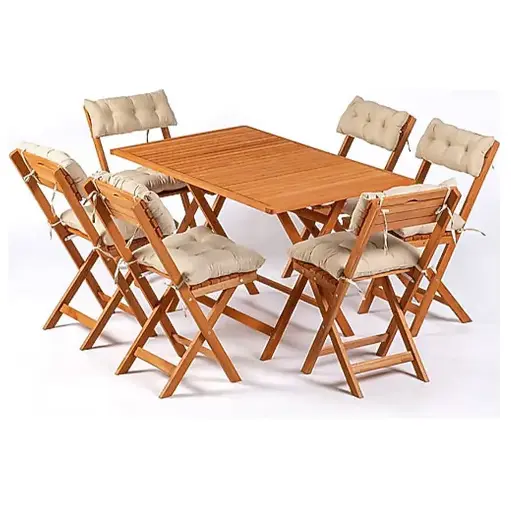 [6+1 BİSTRO SET 70*120 KREM] طقم طاولة 70*120سم كريمي 6+1 / TFR010010