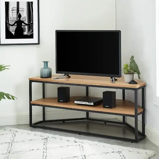 [M.TV.24936.2] طاولة تلفزيون إيكو كورنر من خشب البلوط الياقوتي / M.TV.24936.2