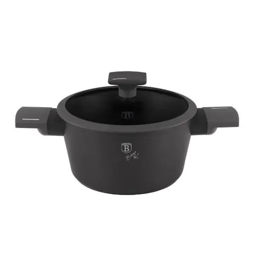 [BH/8130] قدر مع غطاء، 20 سم 2.5 لتر اسود مطفي / BH/8130