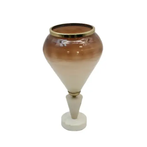 [9G-03102] فازة زجاج قاعدة رخام / HIT090072