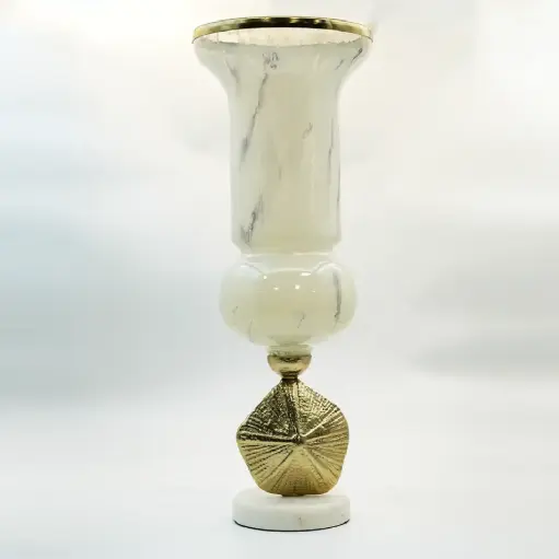 [9G-03441] فازة زجاج قاعدة رخام / HIT090112