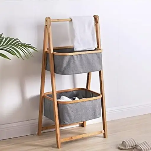 [DE25-112] ستاند بامبو 2 سلة / DE25-112