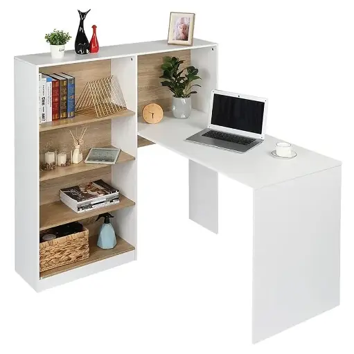 [FR000034] طاولة خشبية مع رفوف تخزين 120X100X120.3 سم / FR000034